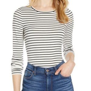 Halogen Stripe Knit Top Long Sleeve